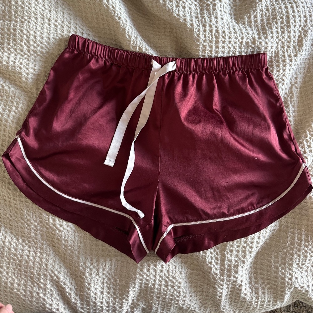 Red Satin PJ Shorts - Small